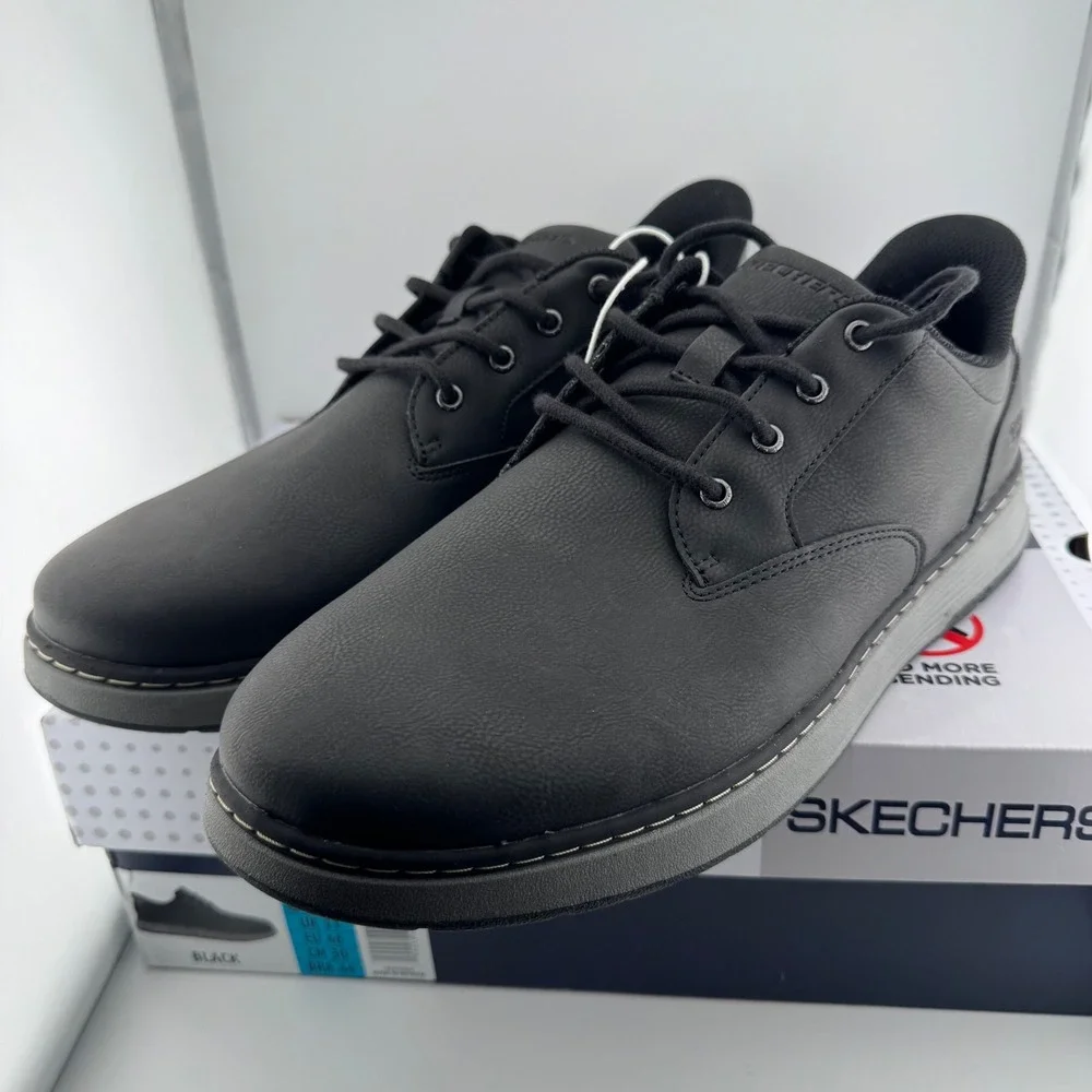 Skechers Swift Fit Mens Size 12 Black Hands Free Slip On Oxford Sneaker 182004
